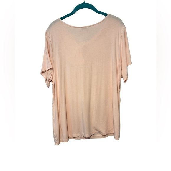 Liz Claiborne Peach Short Sleeve Shirt with Neckline Tie Knot Size 1X - Picture 6 of 10